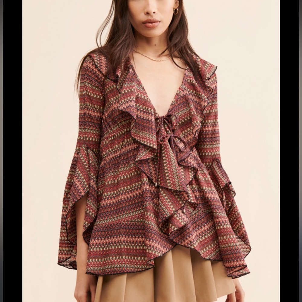 Free People Multicolor Ruffle Top